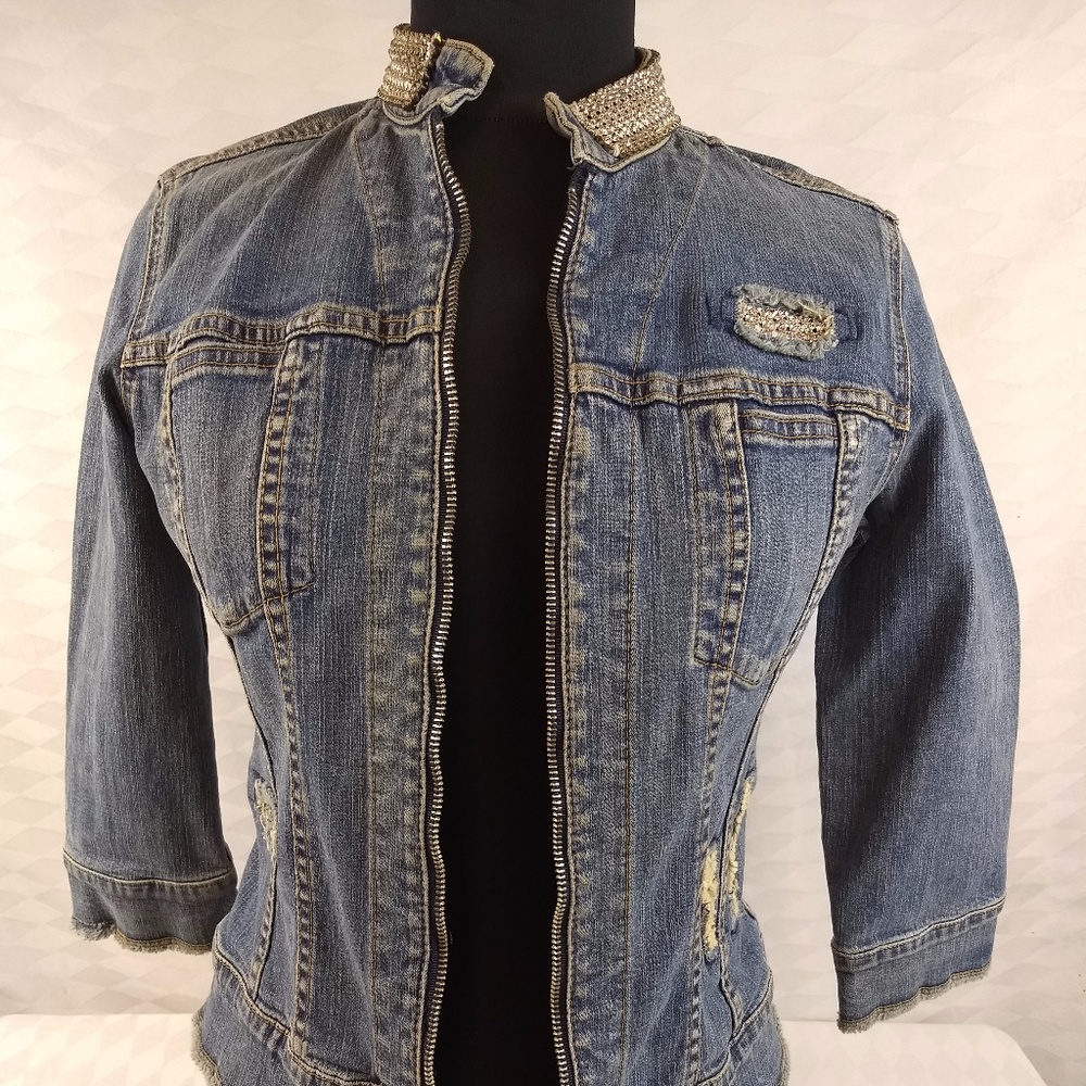 Allen B Jean Jacket Rhinstones by Allen Schwartz M